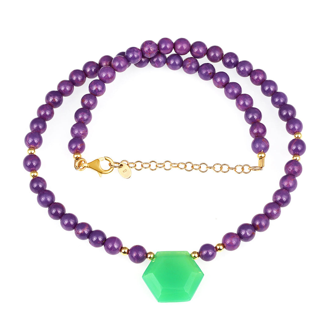 Phosphosiderite and Chalcedony Silver Necklace