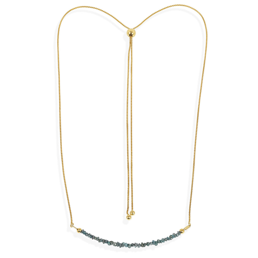 Blue Diamond Silver Bolo Chain Necklace