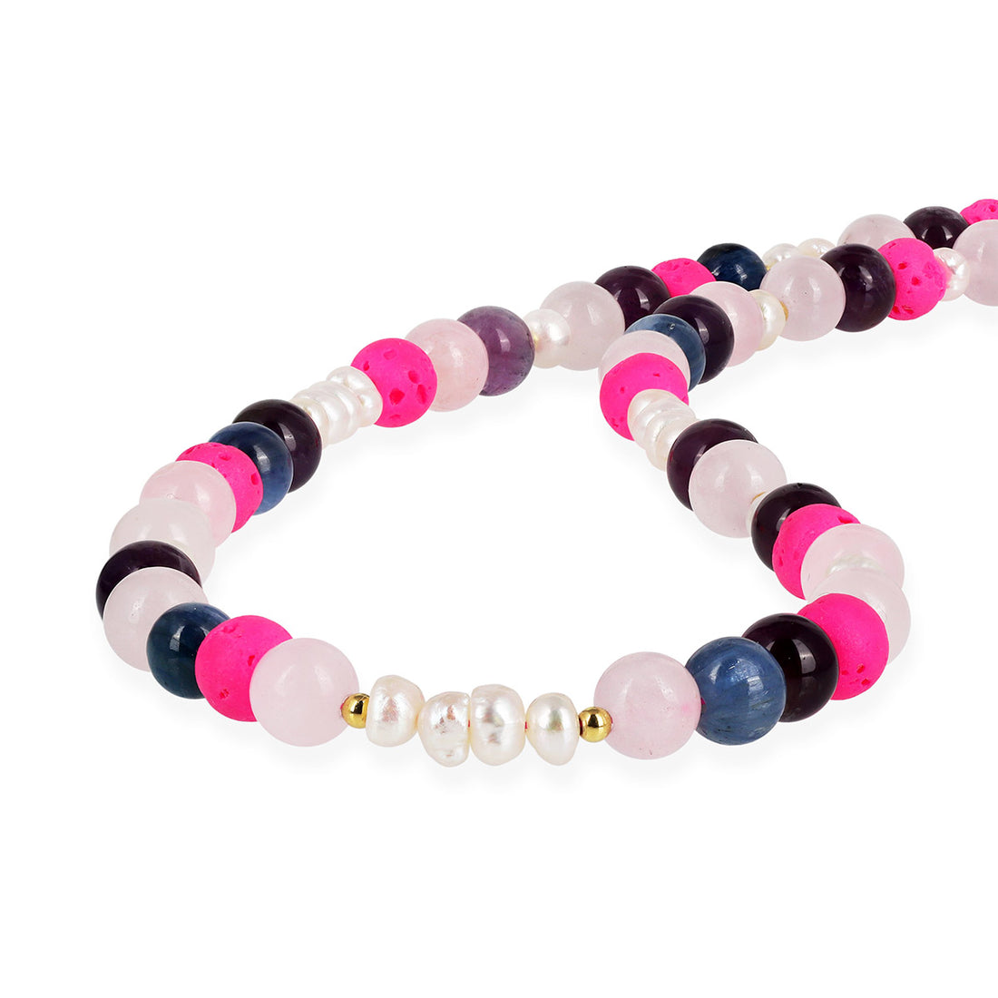 Multi Gemstone Beads Choker Silver Necklace