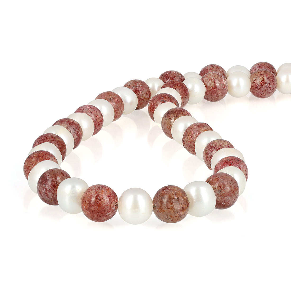 Pearl and Strawberry Quartz Silver Necklace