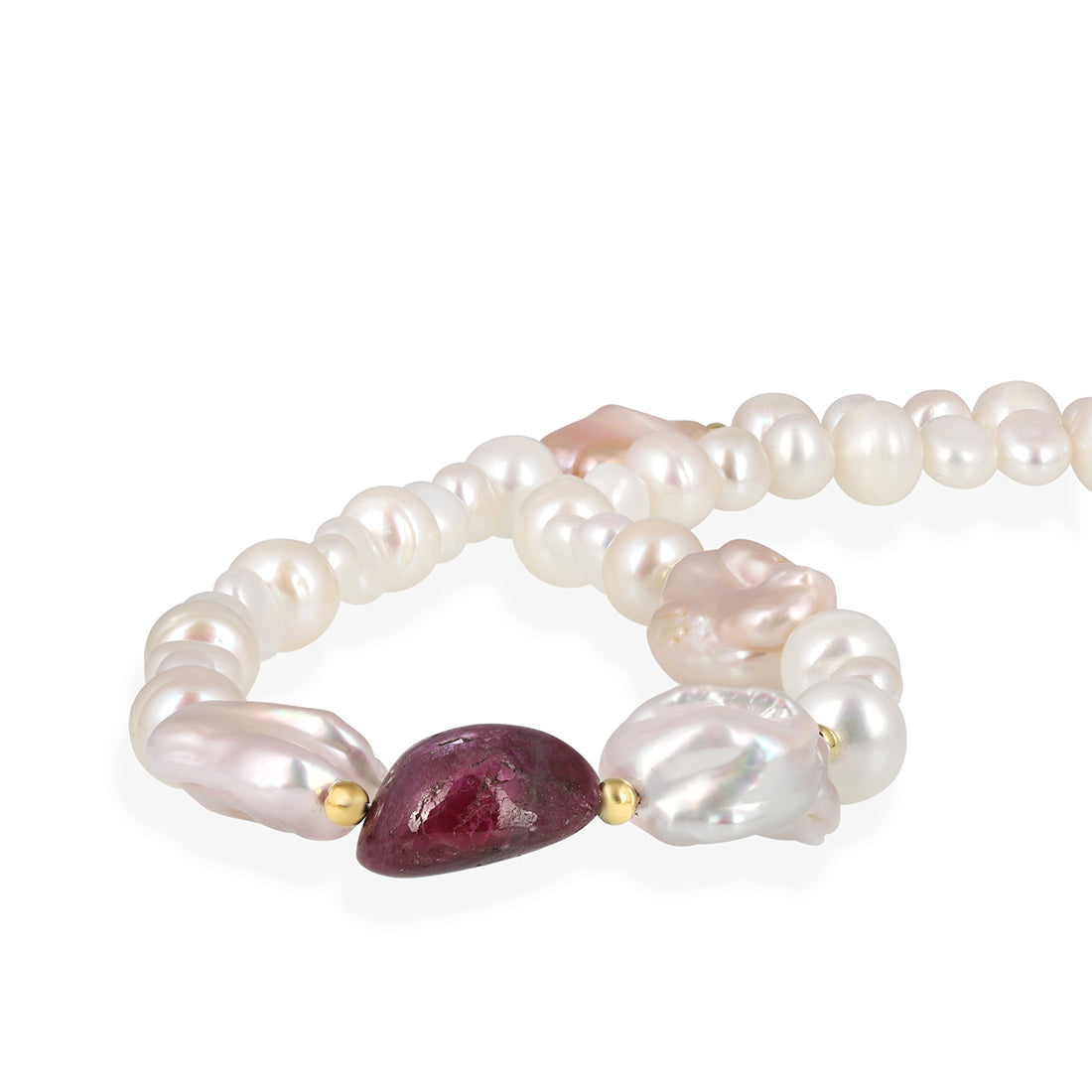 Pearl and Ruby Silver Necklace