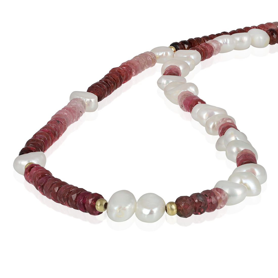 Pearl and Pink Tourmaline Long Necklace