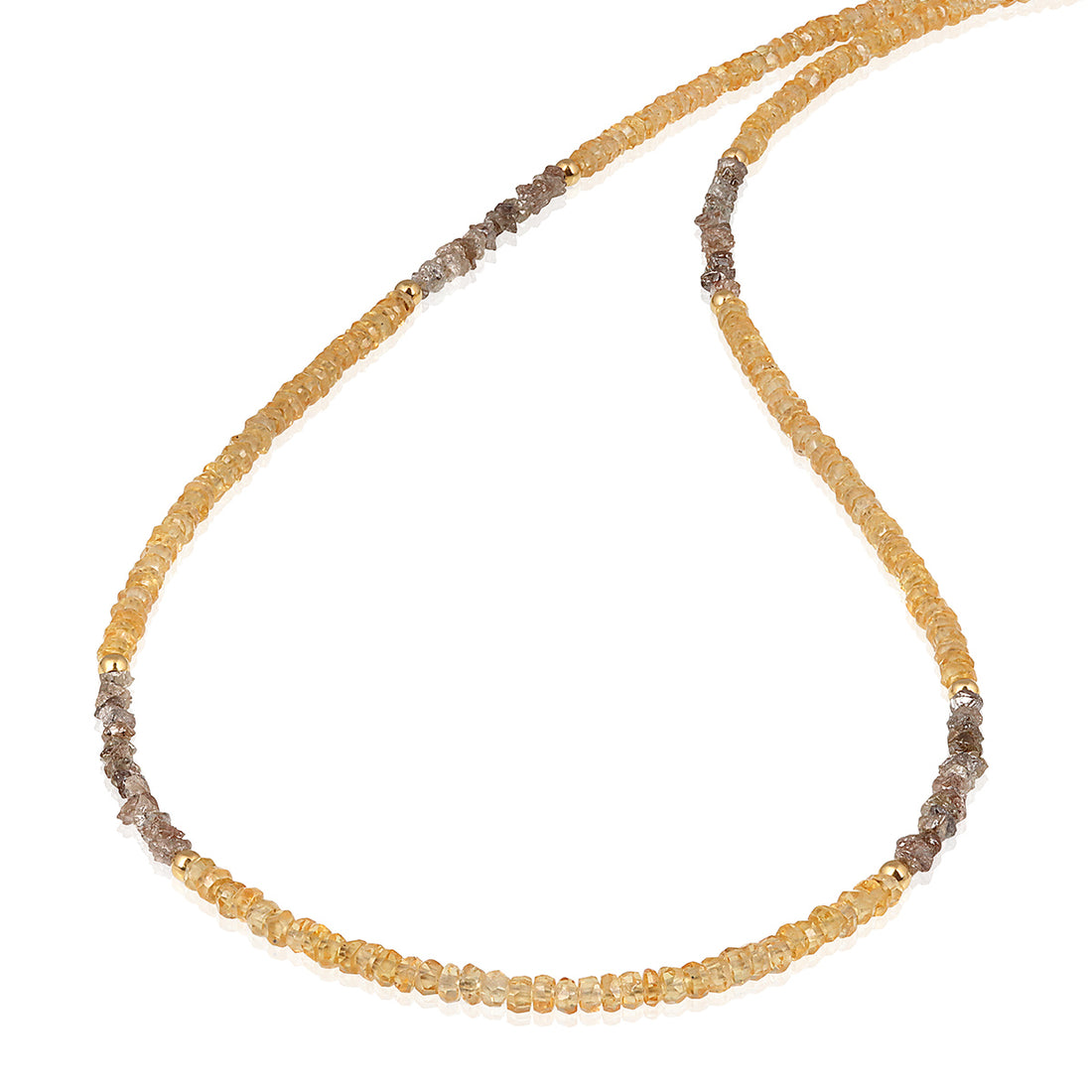 Orange Sapphire and Champagne Diamond Silver Necklace