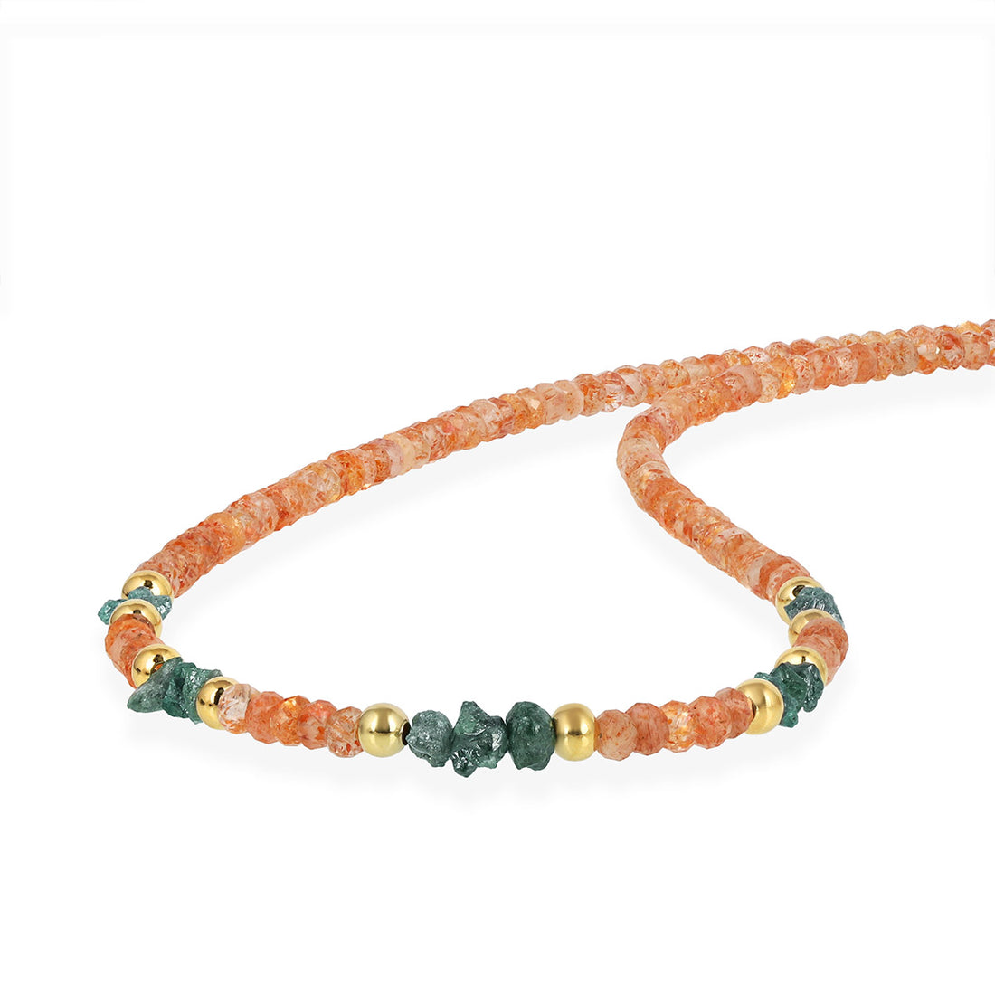 Sunstone and Diamond Silver Necklace
