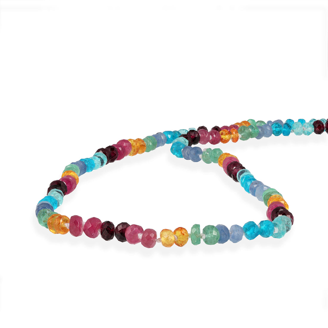Multi Gemstone Knotted Silver Necklace