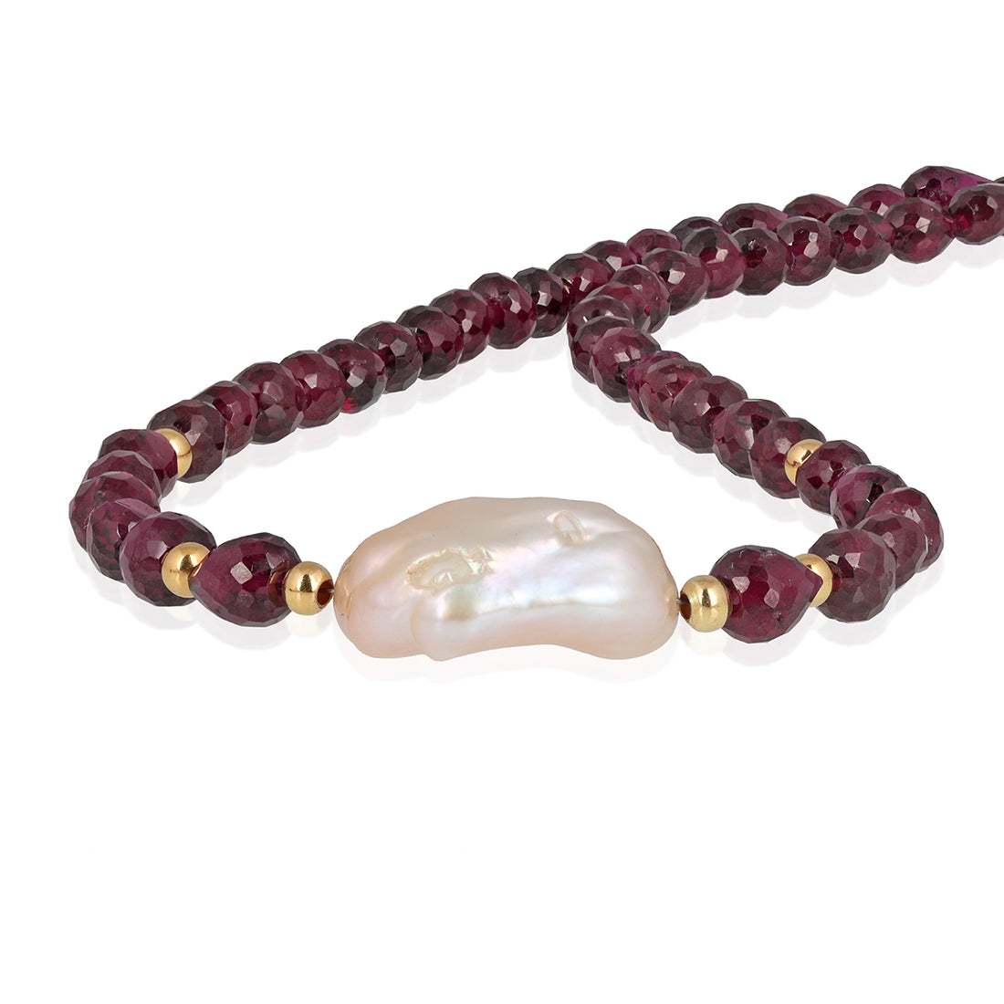 Garnet and Pearl Silver Necklace