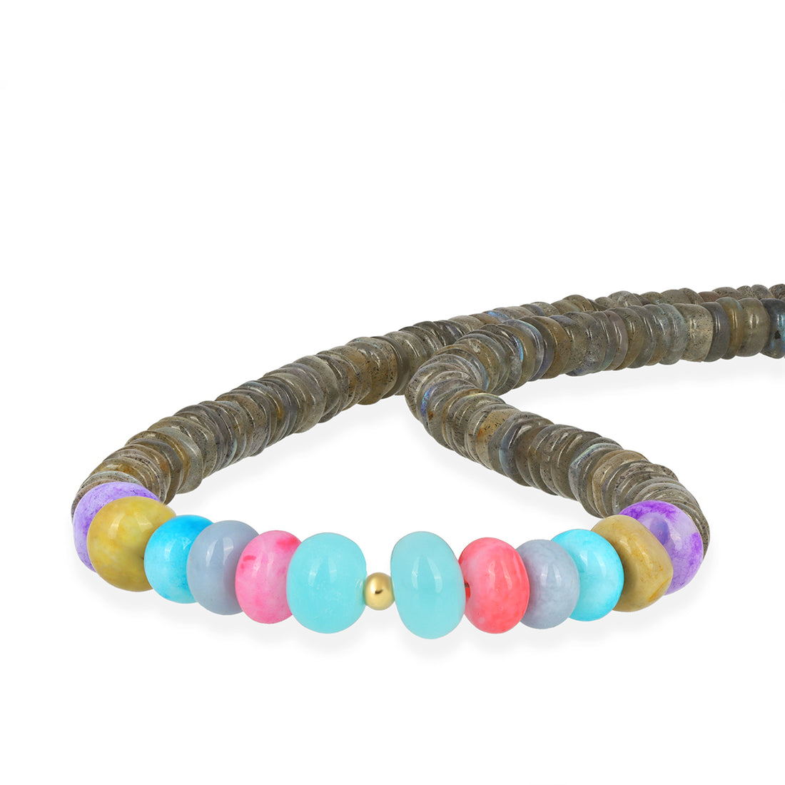 Labradorite and Multicolor Opal Silver Necklace