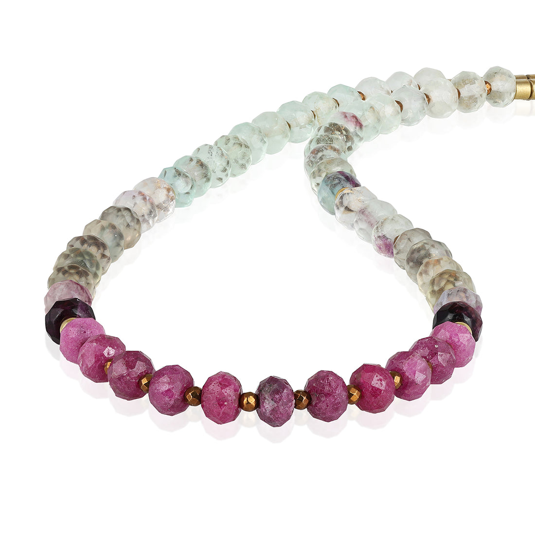 Fluorite, Ruby and Hematite Silver Necklace