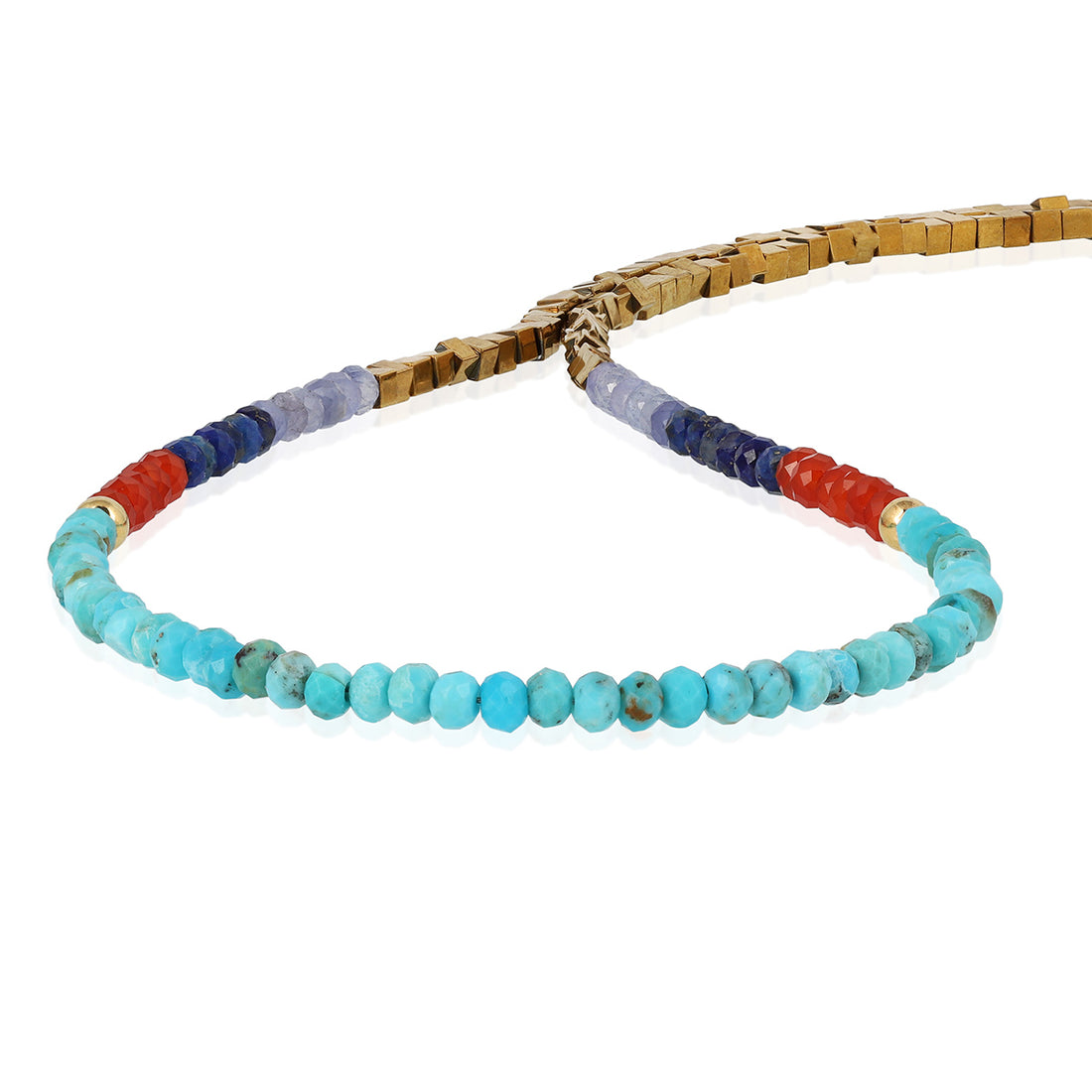 Multi Gemstone Beads Silver Necklace
