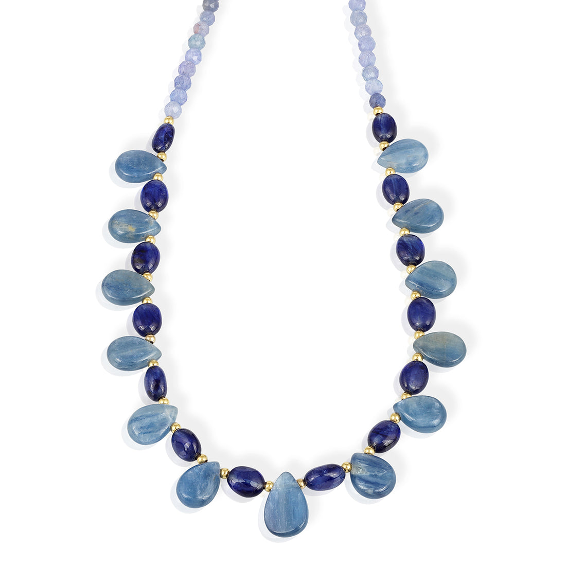Tanzanite, Blue Sapphire and Kyanite Silver Necklace