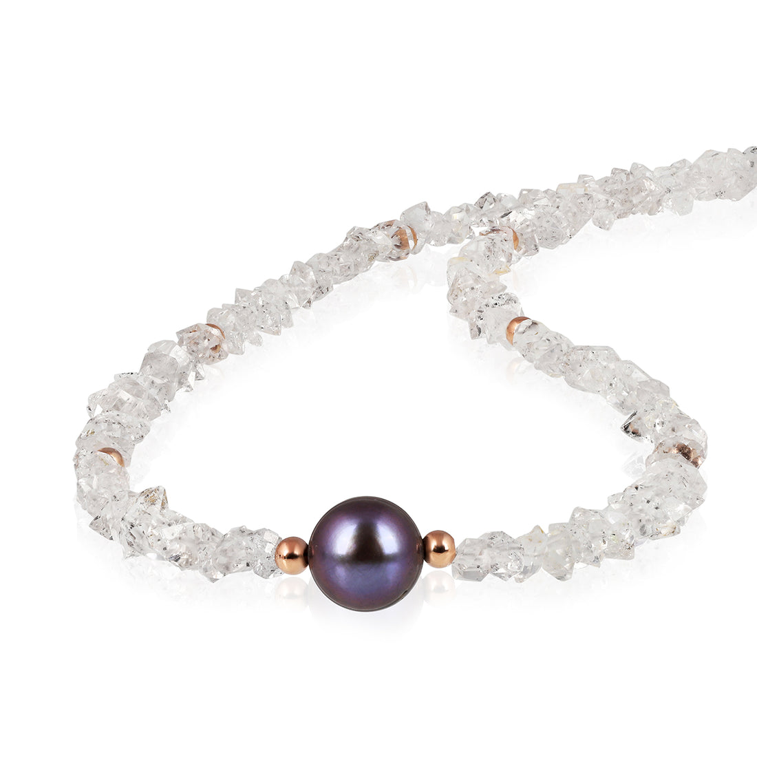 Herkimer Diamond and Pearl Choker Necklace