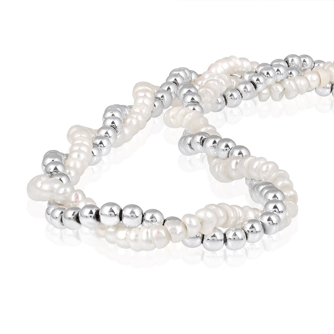 Pearl and Hematite Layered Silver Necklace