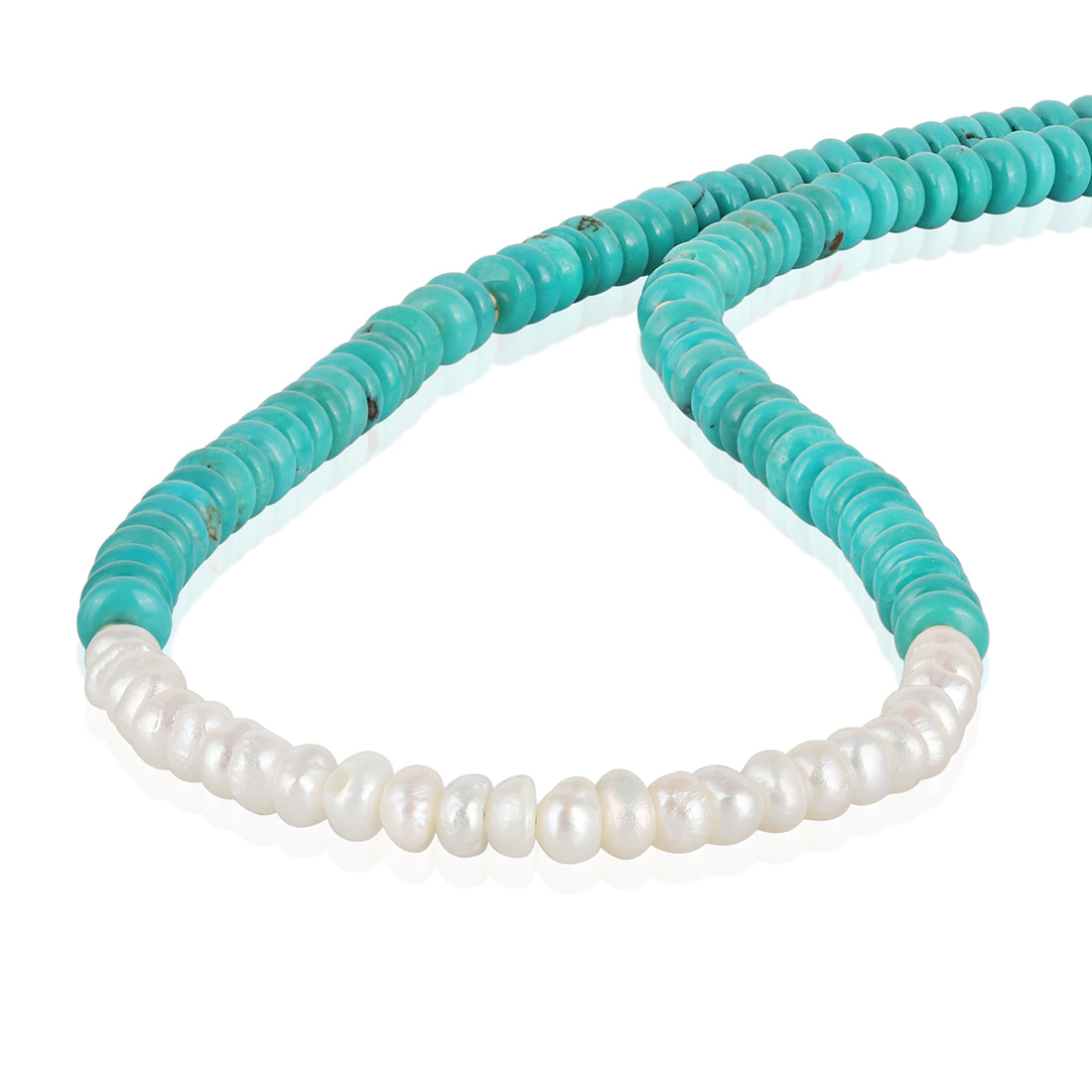 Turquoise and Pearl Silver Necklace