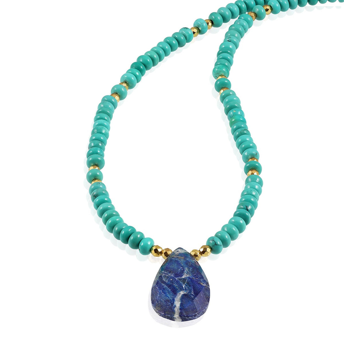 Turquoise, Lapis Lazuli and Hematite Silver Necklace