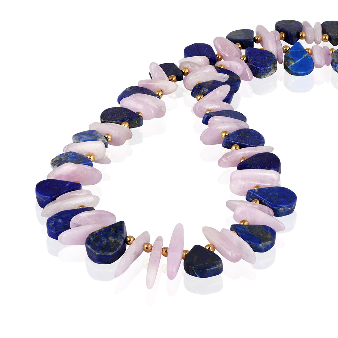 Kunzite, Lapis Lazuli and Hematite Silver Necklace