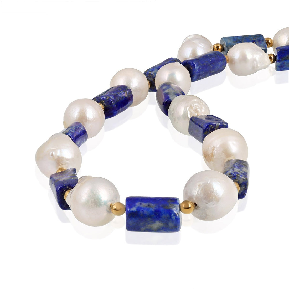 Lapis Lazuli, Pearl and Hematite Silver Necklace