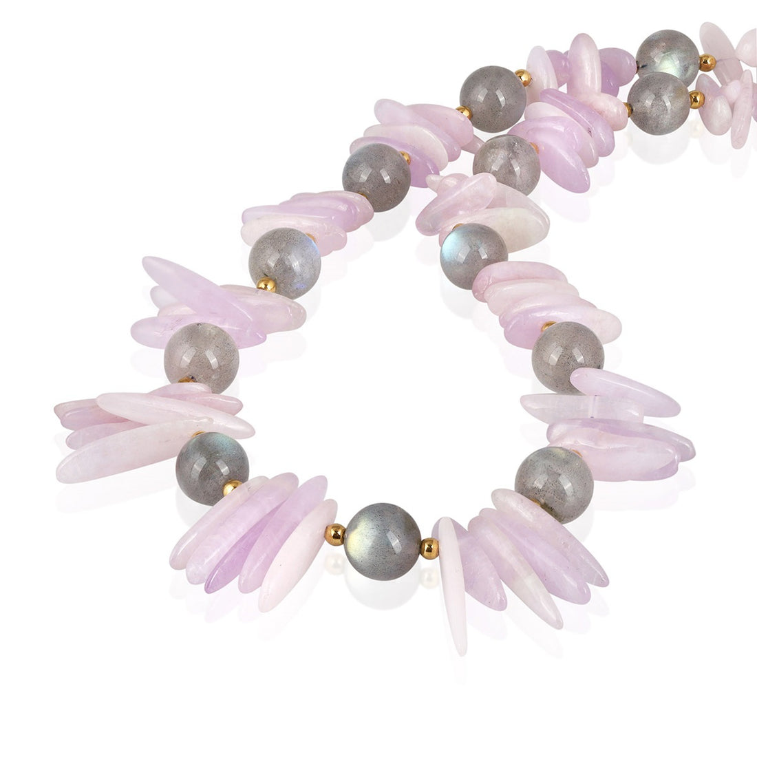 Kunzite, Labradorite and Hematite Silver Necklace