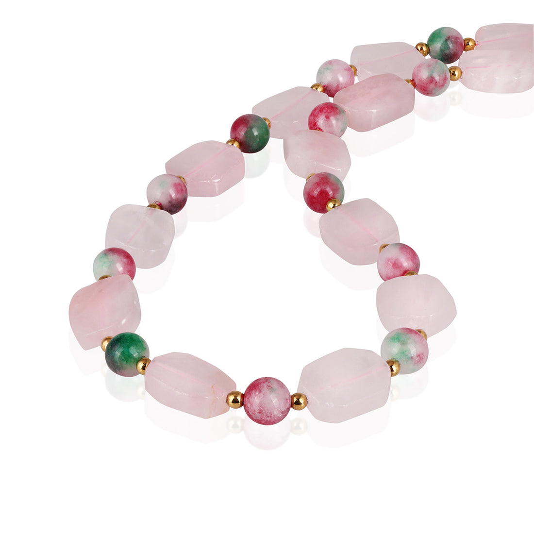 Rose Quartz and Strawberry Quartz Silver Necklace