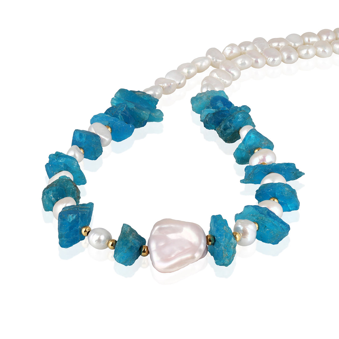 Pearl and Neon Apatite Silver Necklace