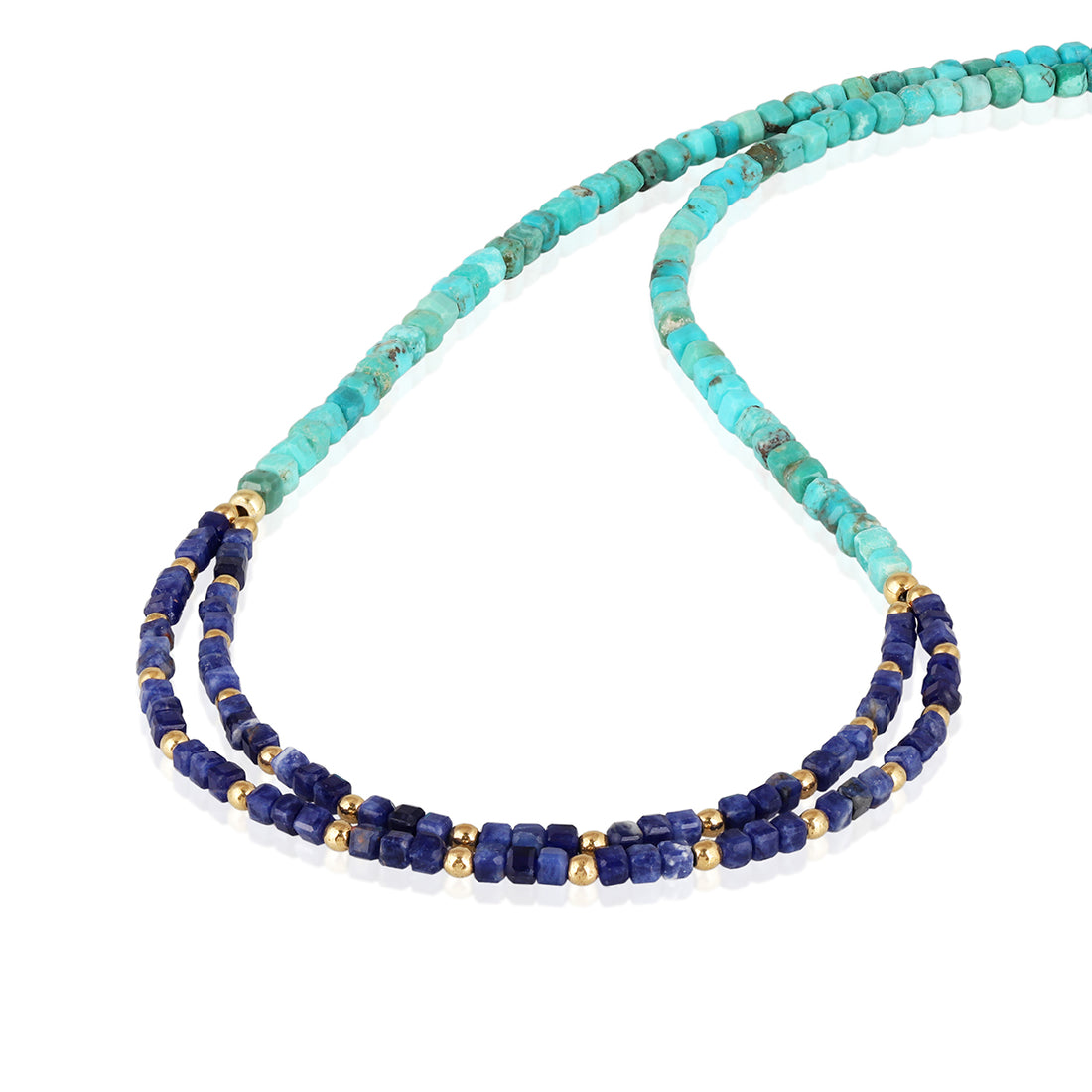 Turquoise, Sodalite and Hematite Silver Necklace