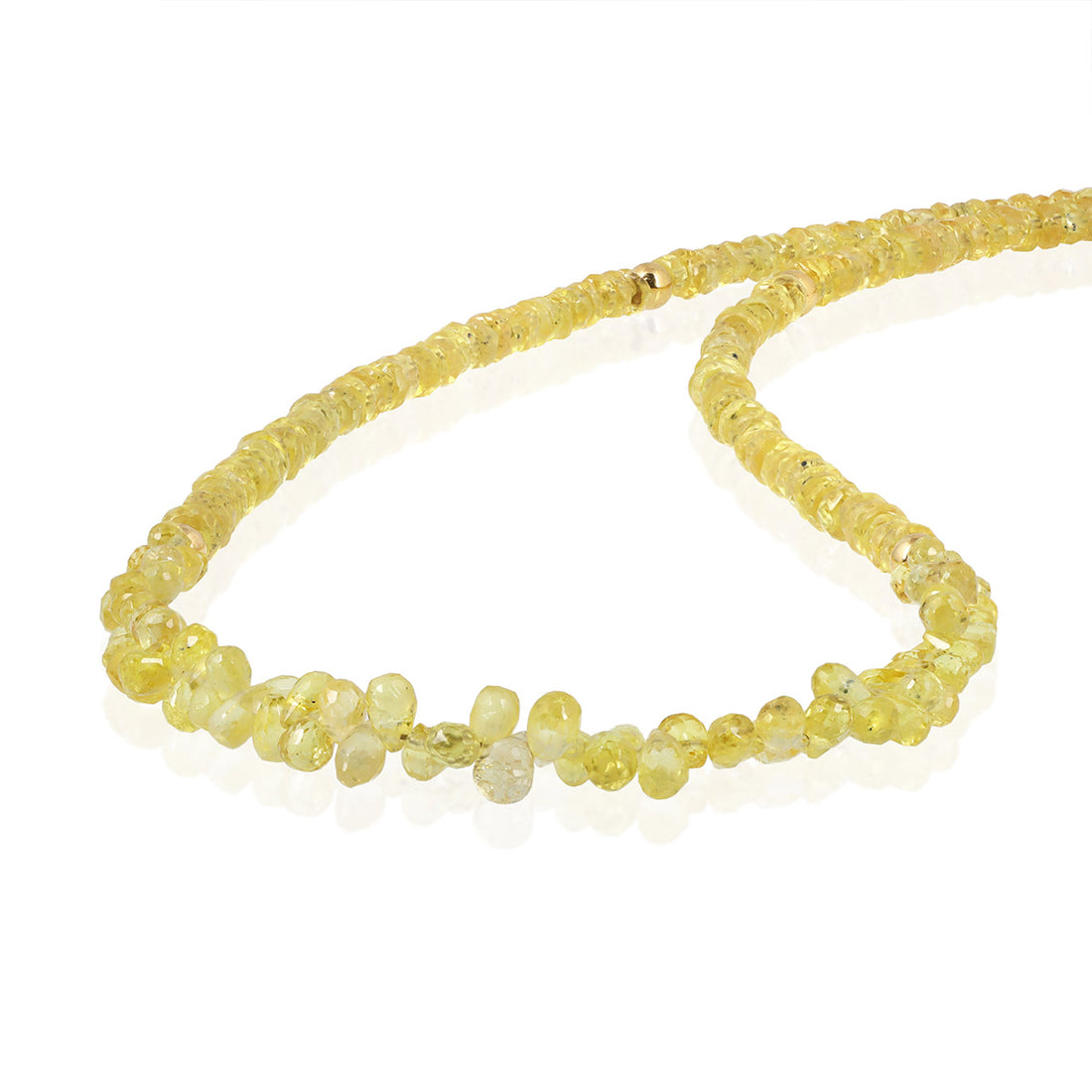 Radiant Yellow Sapphire Beads Silver Necklace