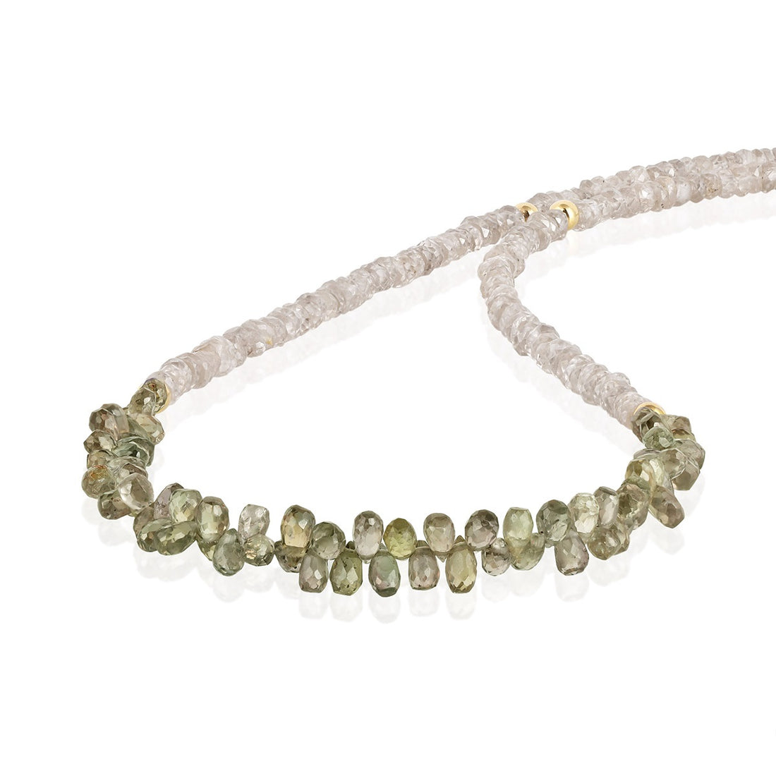 Champagne Sapphire and Zircon Silver Necklace