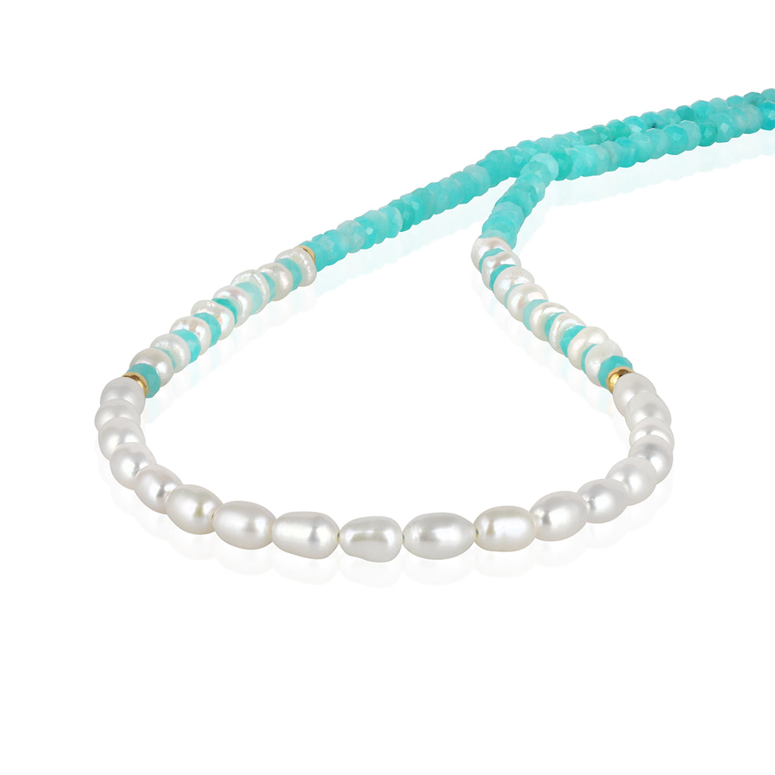 Pearl and Amazonite Silver Necklace