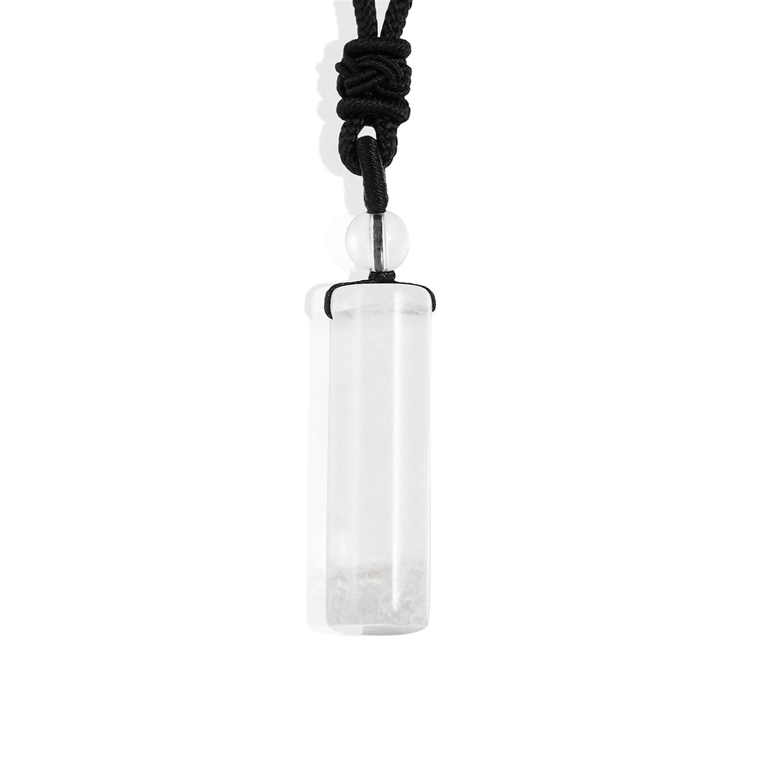 White Quartz Cylinder Rope Pendant Necklace