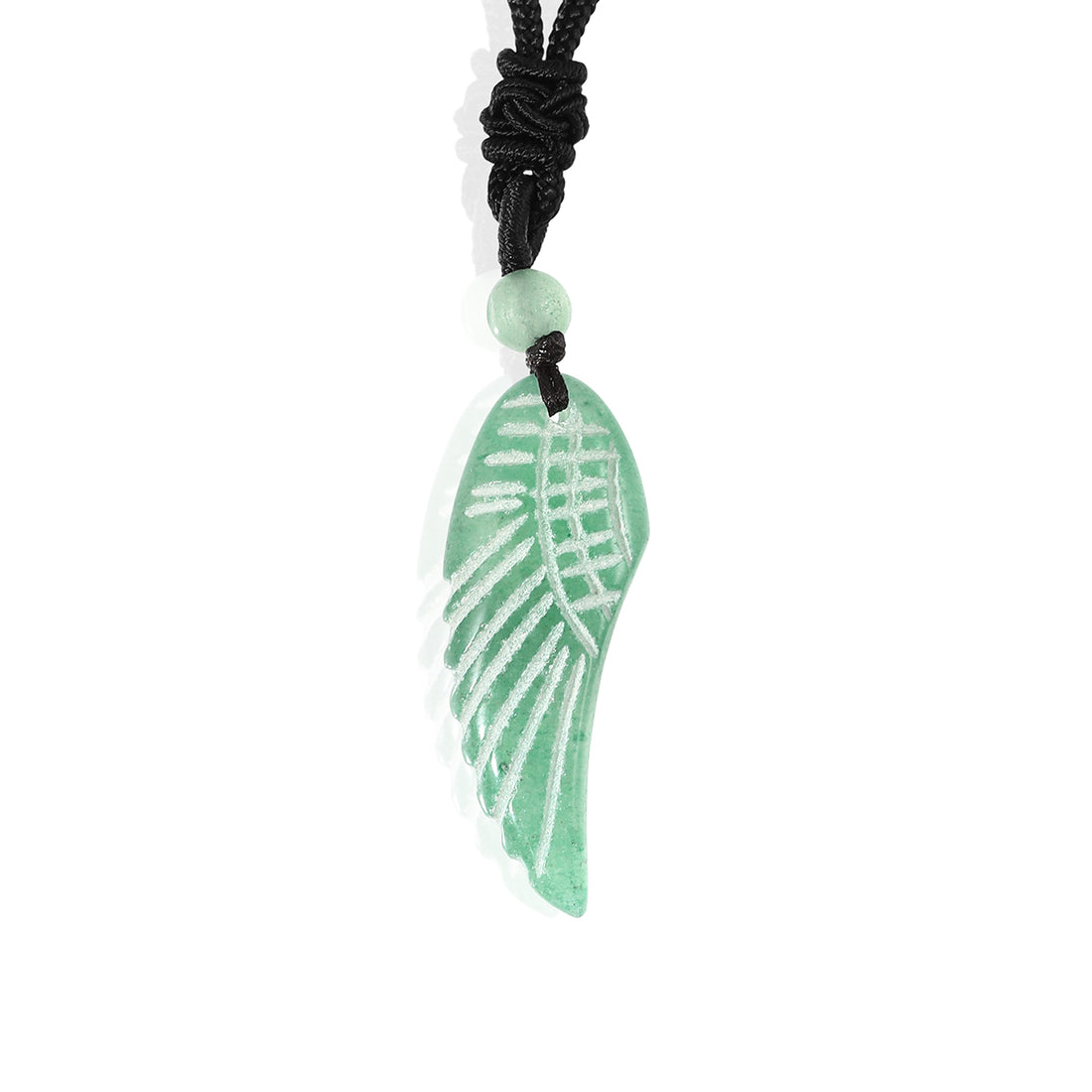 Green Aventurine Angel Wing Rope Pendant Necklace