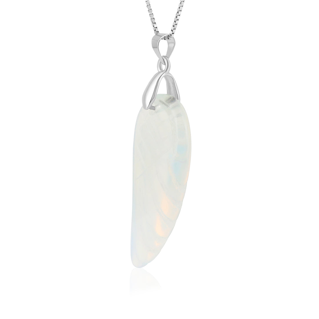 Opulent Opal Angel Wing Feather Pendant