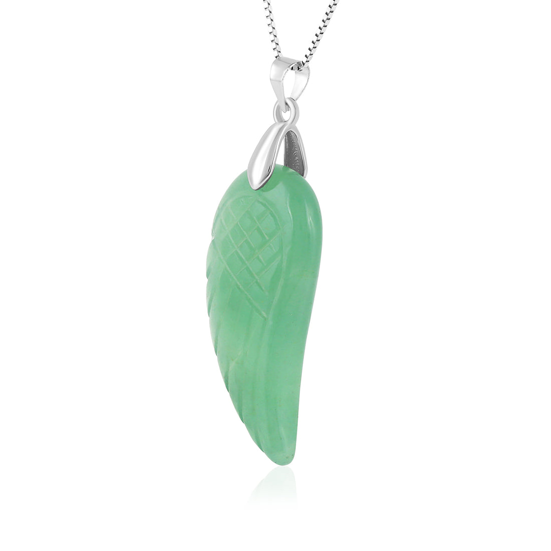 Serenity Green Aventurine Angel Wing Feather Pendant