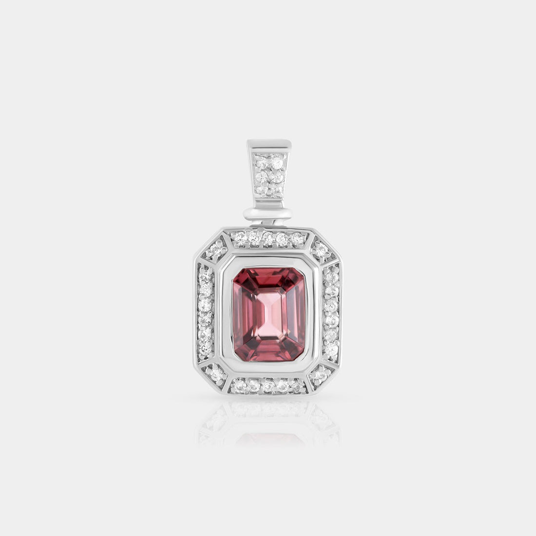 Natural Pink & White Zircon Halo Pendant