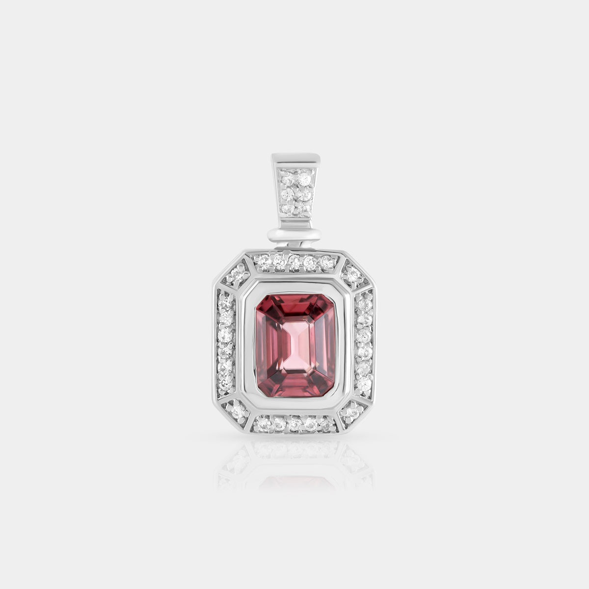 Natural Pink & White Zircon Halo Pendant
