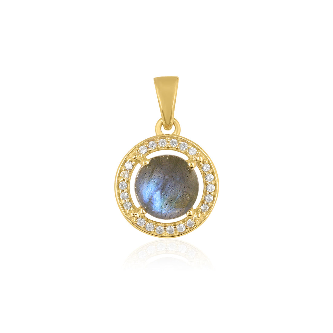 Labradorite and Zircon Silver Pendant
