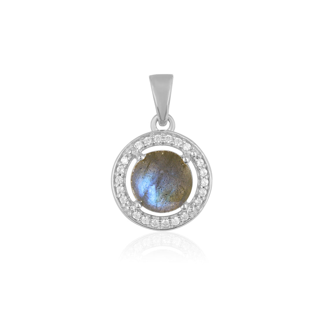 Labradorite and Zircon Silver Pendant