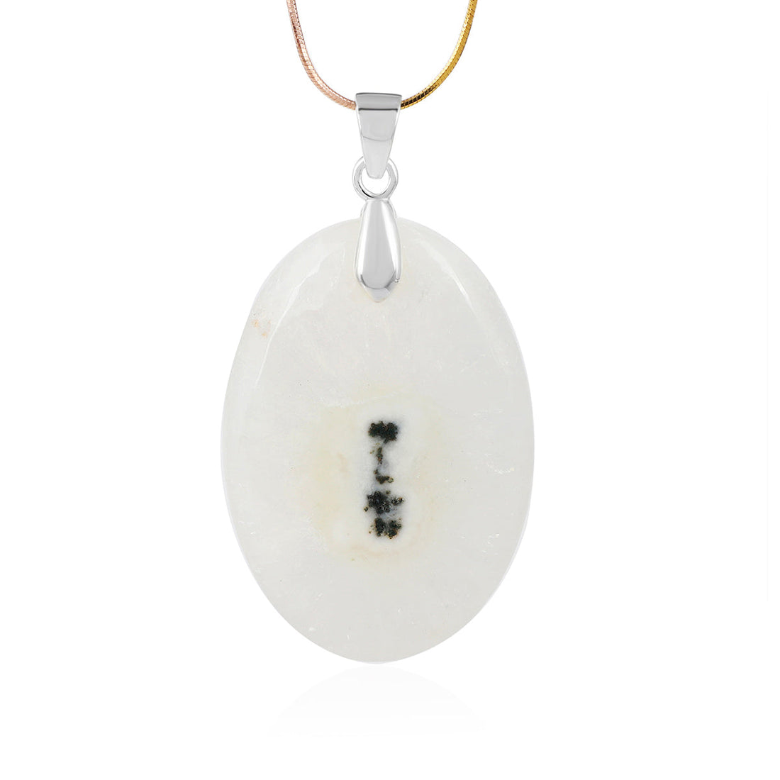 Solar Quartz Oval Cabochon Silver Pendant
