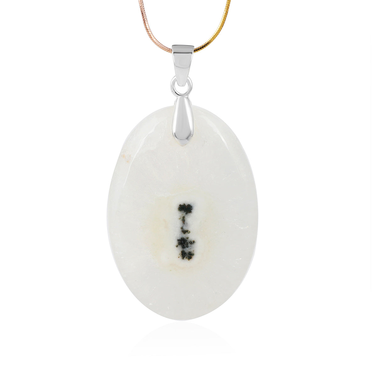 Solar Quartz Oval Cabochon Silver Pendant