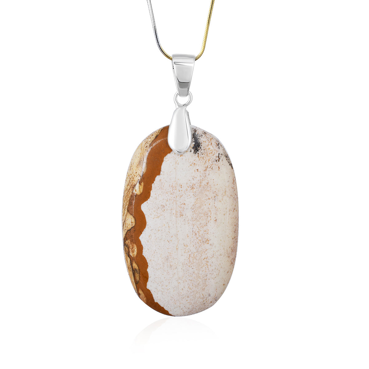 Picture Jasper Oval Silver Pendant