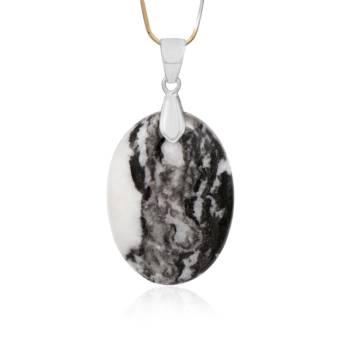 Zebra Jasper Cabochon Silver Pendant