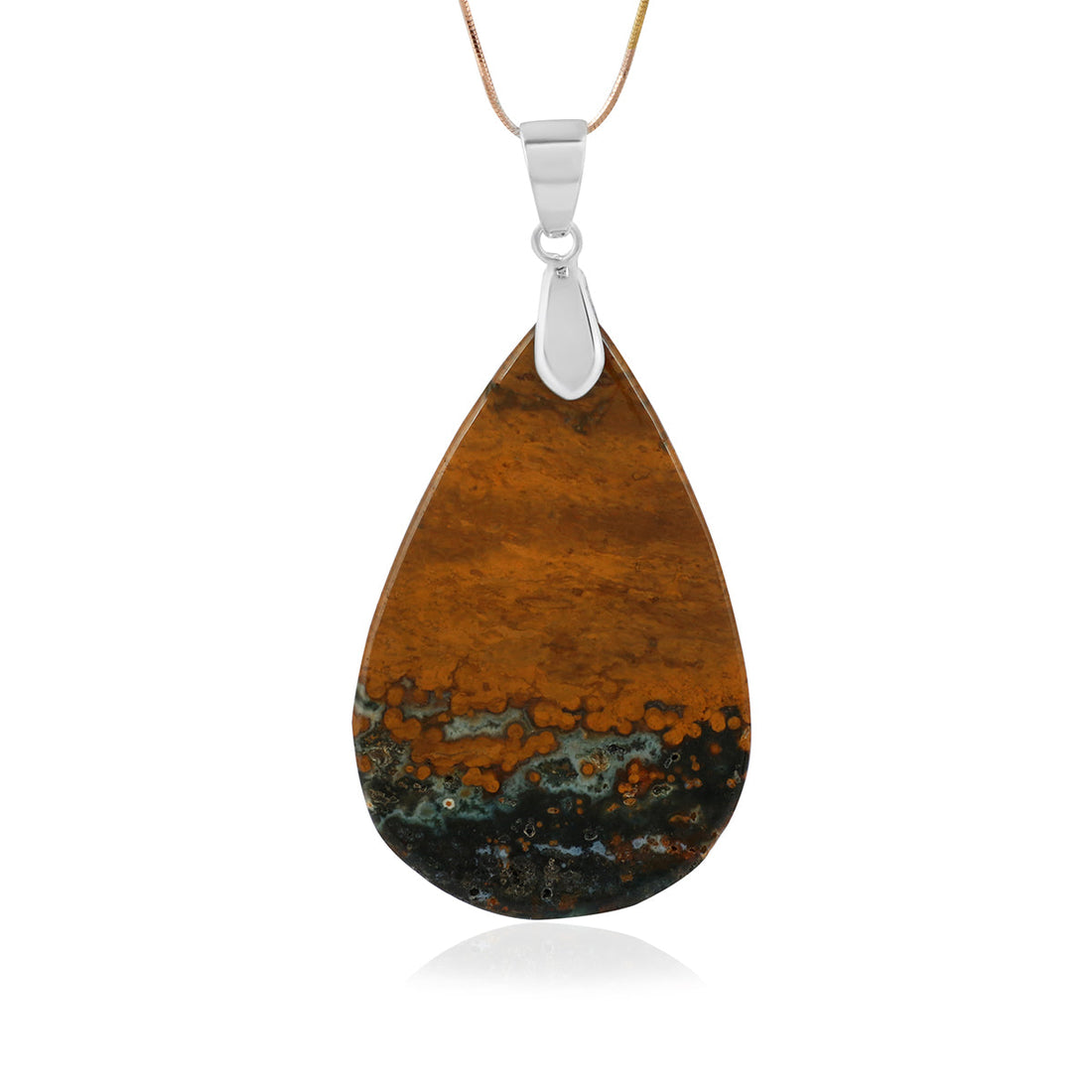 Jasper Pear Cabochon Silver Pendant