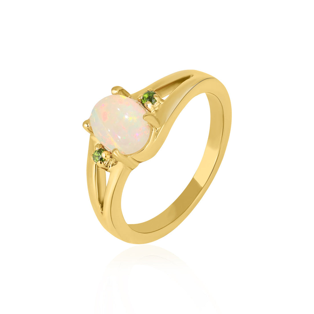 Ethiopian Opal with Chrome Diopside Ring