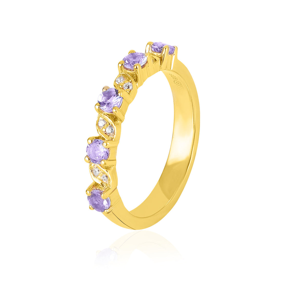 Tanzanite and Sapphire Half Eternity Silver Ring