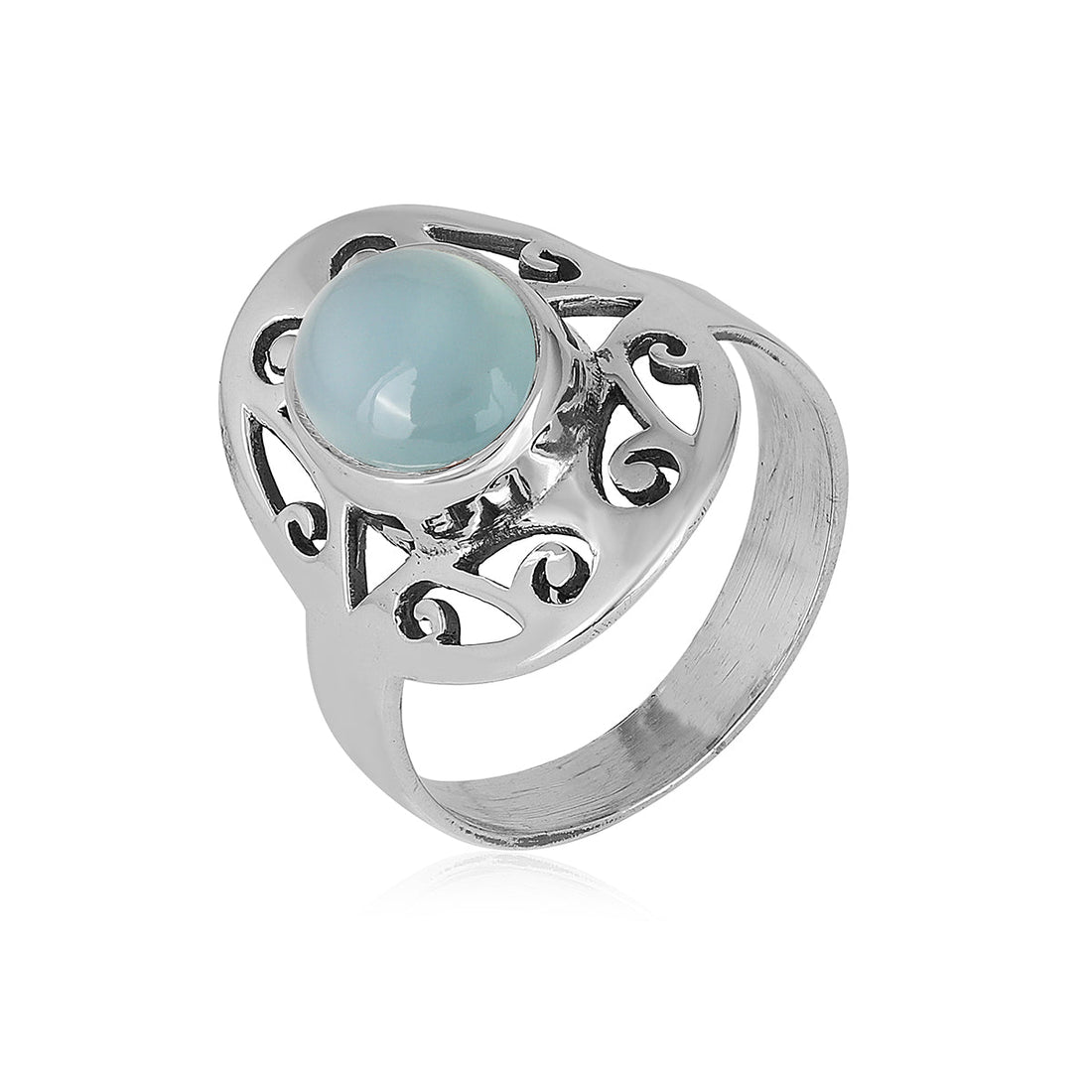 Blue Chalcedony Handmade 925 Silver Ring