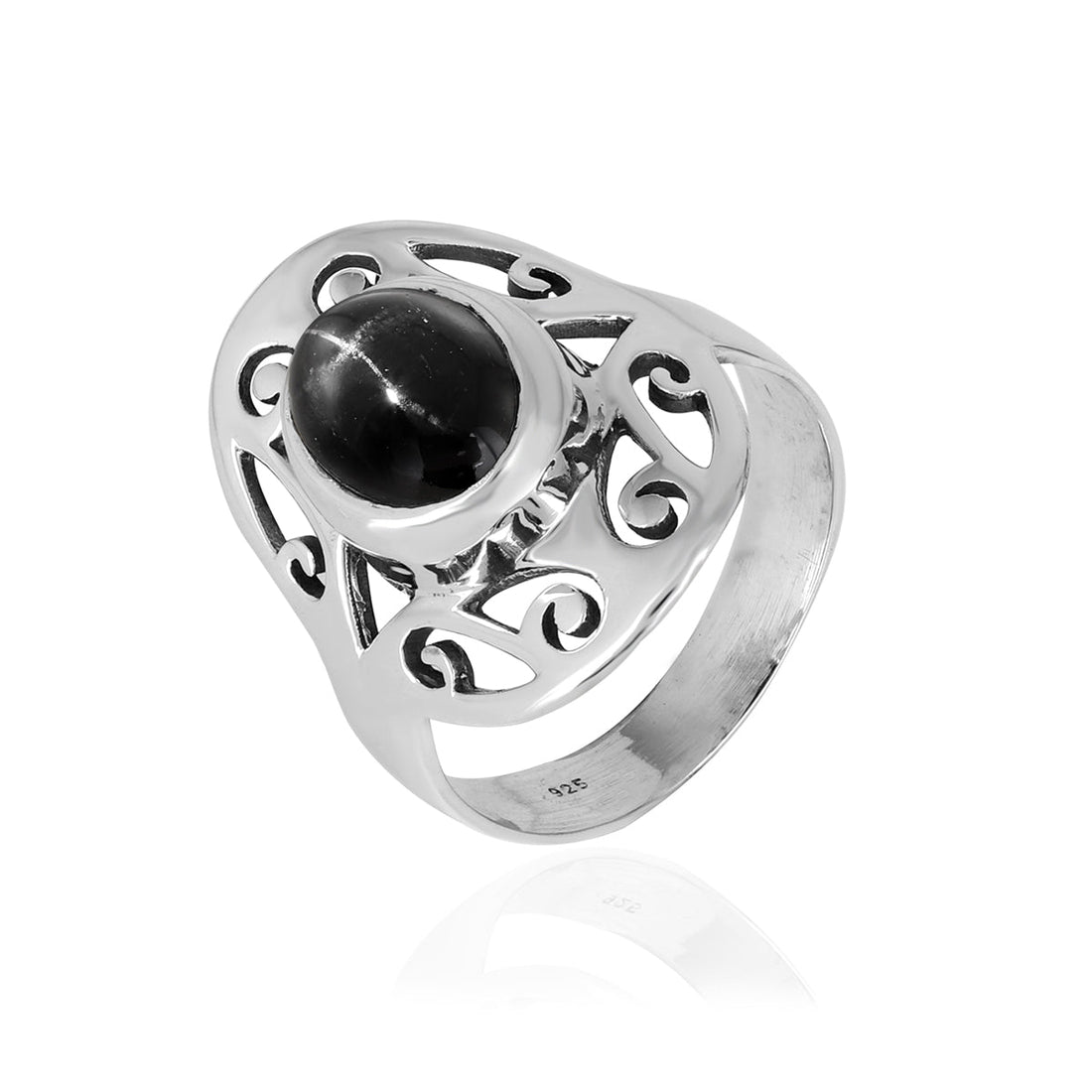 Black Star Diopside Handmade 925 Silver Ring