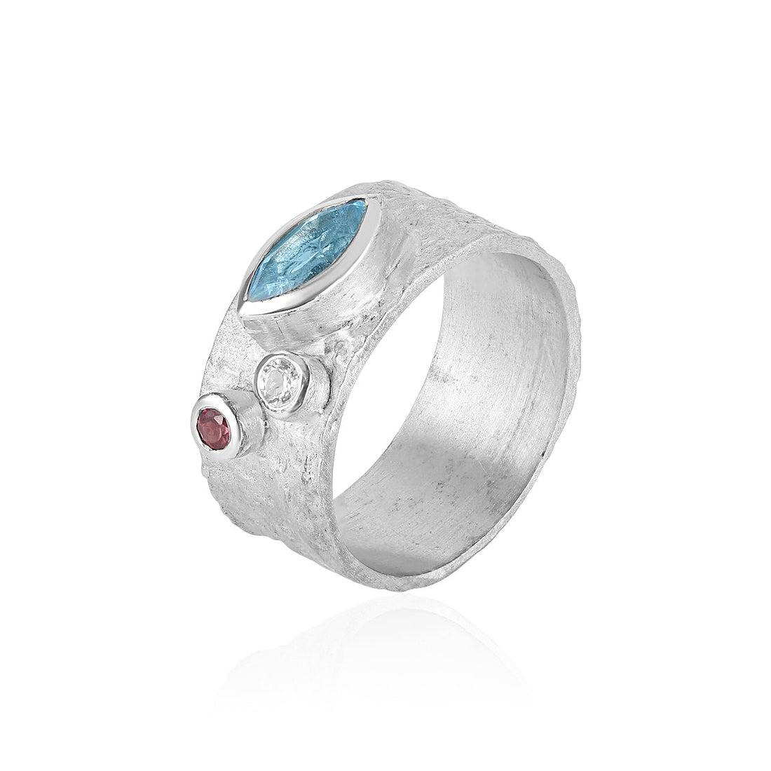 Three Stone Sterling Silver Band