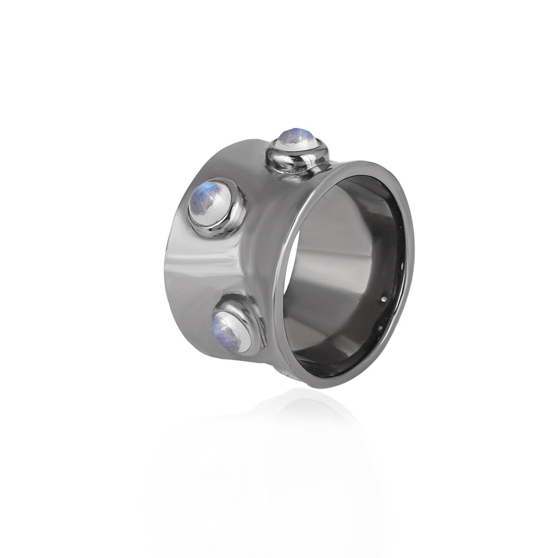 Rainbow Moonstone Sterling Silver Band