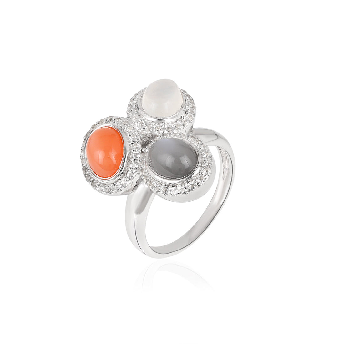 Sterling Silver Moonstone Halo Ring