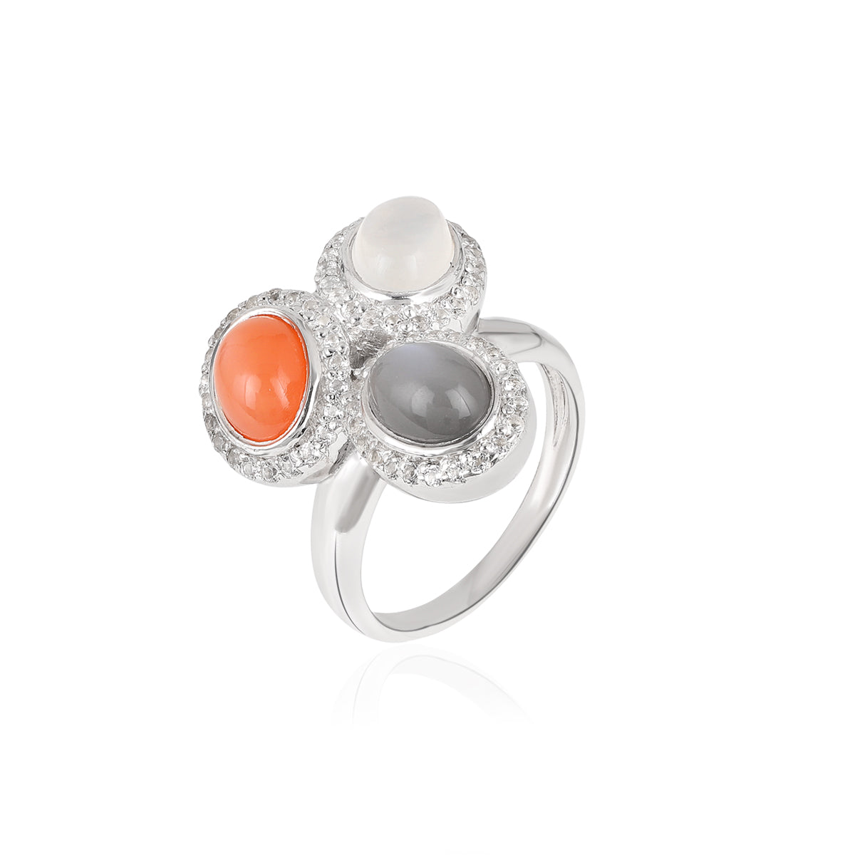 Sterling Silver Moonstone Halo Ring