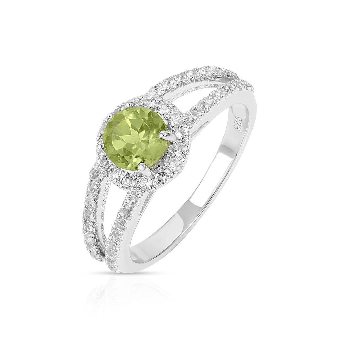 Peridot with Topaz Halo Silver Ring