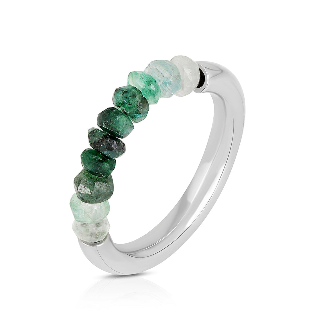 Emerald Beads Silver Ring